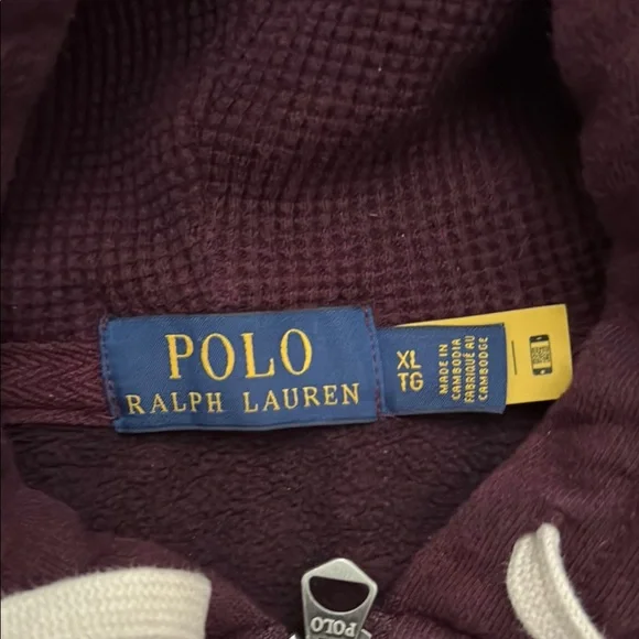 Polo by Ralph Lauren Men's Maroon Hoodie Sweater - Picture 3 of 7